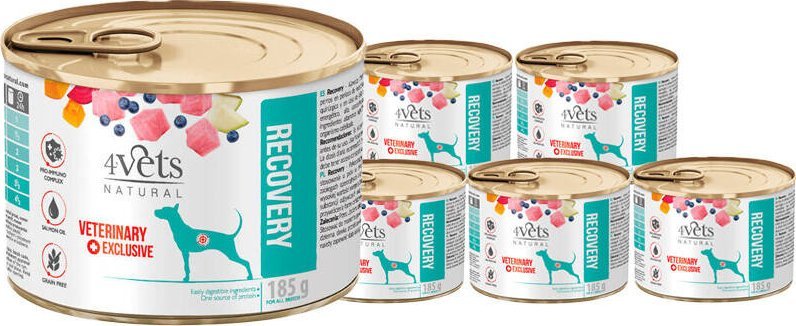 Mokra karma weterynaryjna dla psa rekonwalescenta 4Vets Natural Recovery zestaw 6 x 185 g