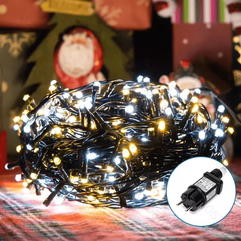 Lampki choinkowe Aigostar Sznur 5mb 100led ciepłych i zimnych lampek led Ip44 z zasilaczem Sznur 5mb 100led ciepłych i zimnych lampek led Ip44 z zasi