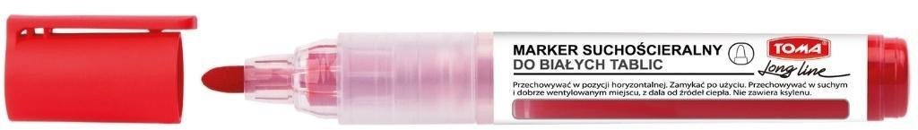 Marker suchościeralny LongLine czerwony (10szt)