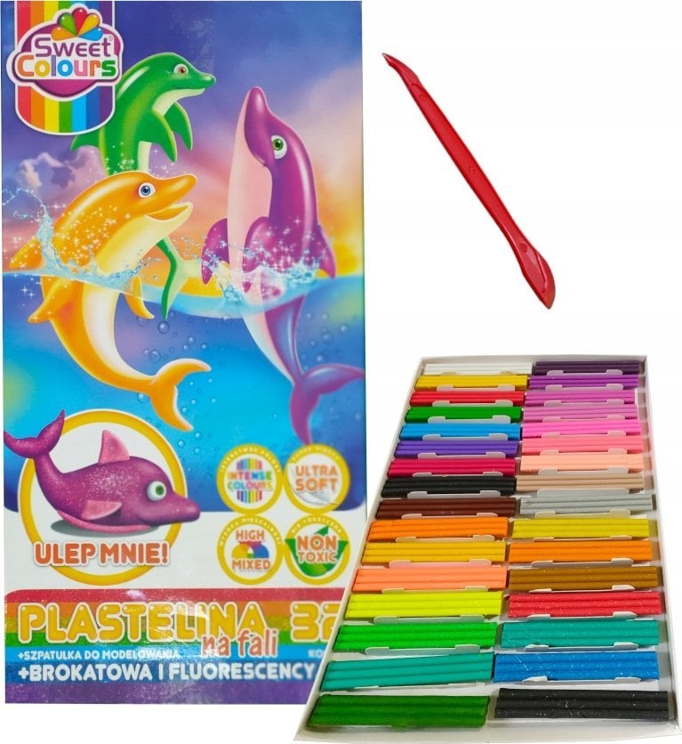 Plastelina na fali brokatowa i fluo 32 kolory