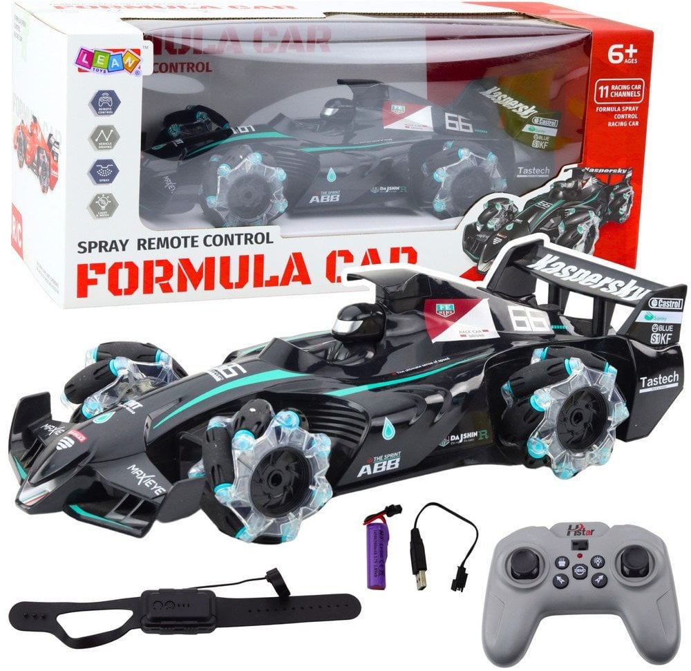 Wyścigówka Auto Sportowe Zdalnie Sterowana RC Efekt Dymu 2.4G Czarna LEAN Toys