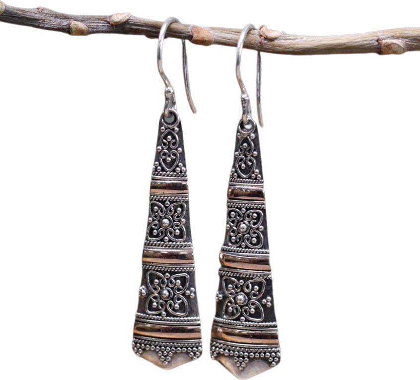 Lovrin Kolczyki srebrno złote - Plemienne Krople