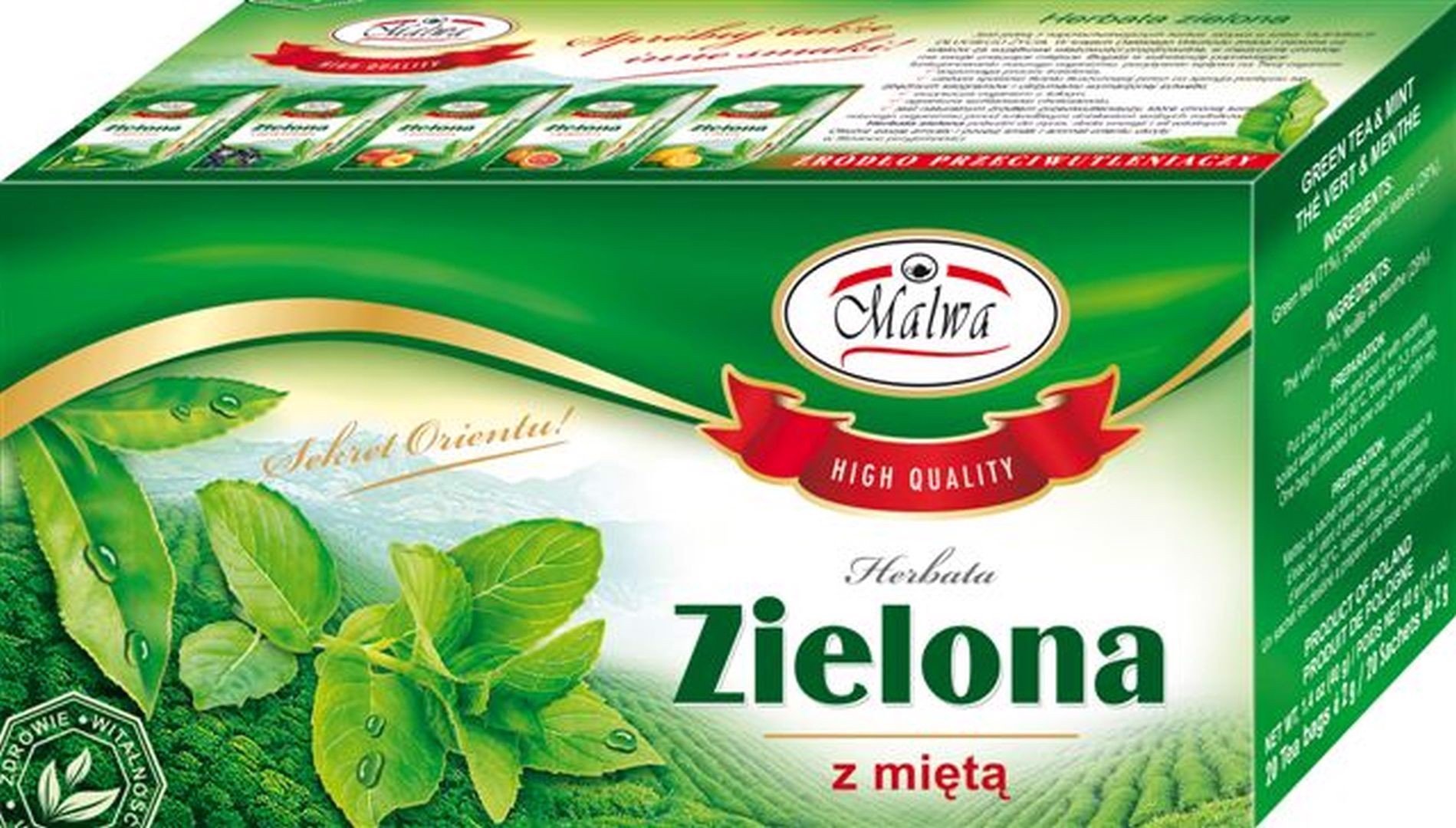 MALWA Malwa Herbata Zielona z miętą 40 g (20 x 2 g)