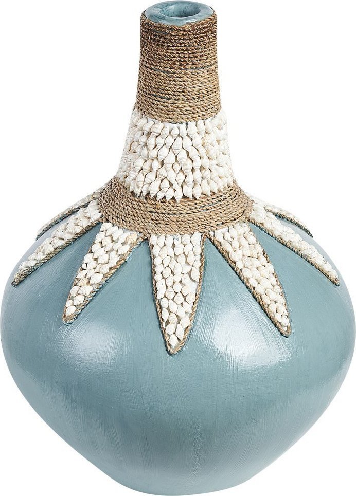 Beliani Wazon dekoracyjny z terakoty 43 cm niebieski SILAU