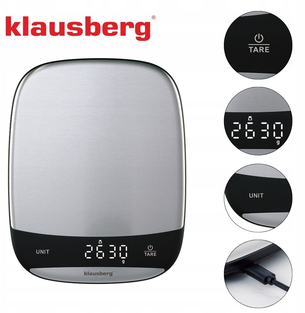 Waga kuchenna Klausberg ELEKTRONICZNA WAGA KUCHENNA 10kg KB-7936
