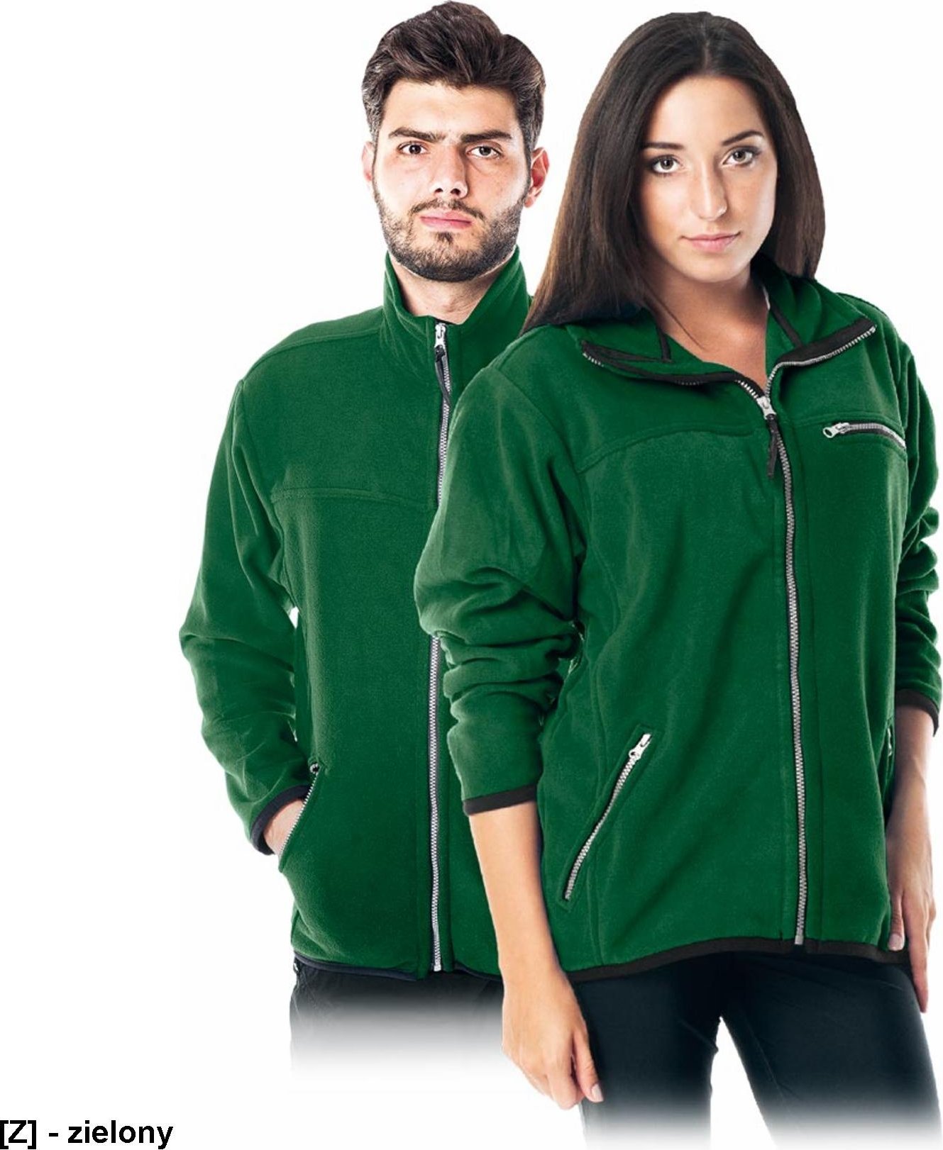 R.E.I.S. POLAR-HONEY - biała bluza miła w dotyku, krótko strzyżony polar, 100% poliester 290 g/m2, suwak, 3 zasuwane kieszenie - zielony 3XL