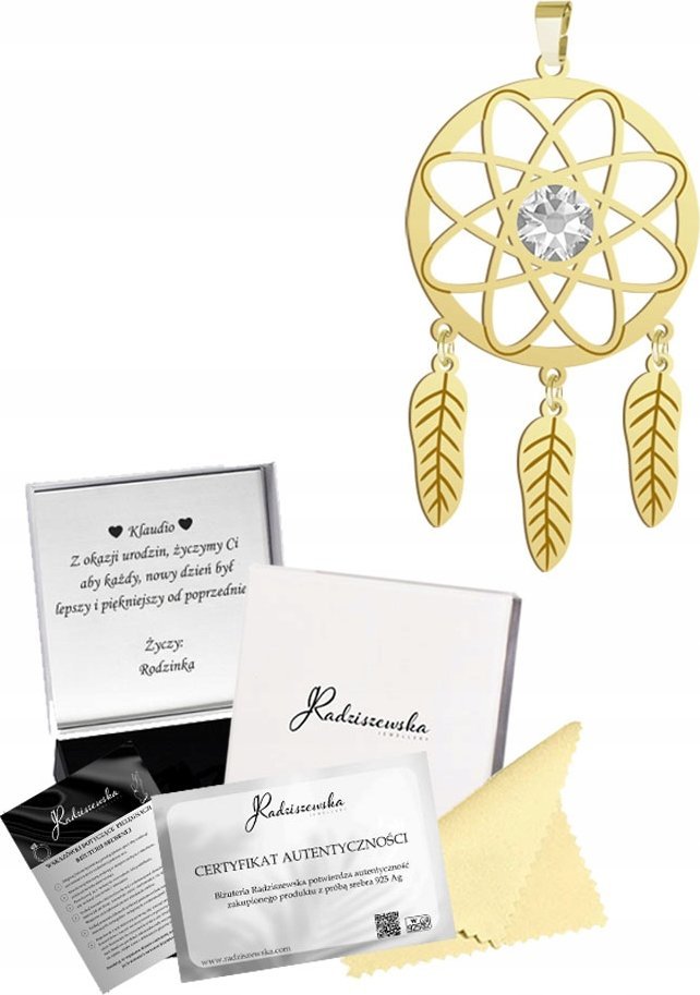 Radziszewska Jewellery Złota Zawieszka Łapacz Snów Srebro 925 Prezent Biżuteria ŻYCZENIA GRATIS