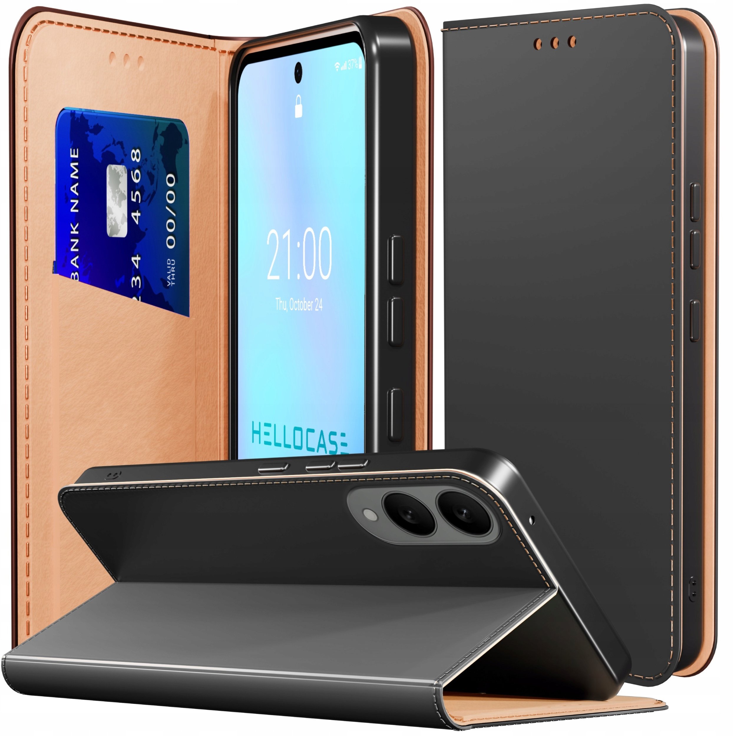 Etui z Klapką do Samsung Galaxy S25 Edge (Skórzane, Magnetyczne, Czarne)