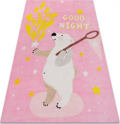 Dywany Łuszczów Dywan PLAY Miś gwiazdki G4016-5 róż antypoślizgowy, 120x170 cm
