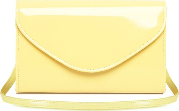 ŻÓŁTA KOPERTÓWKA TOREBKA WIZYTOWA SOLOME S2 NA PASKU LAKIER