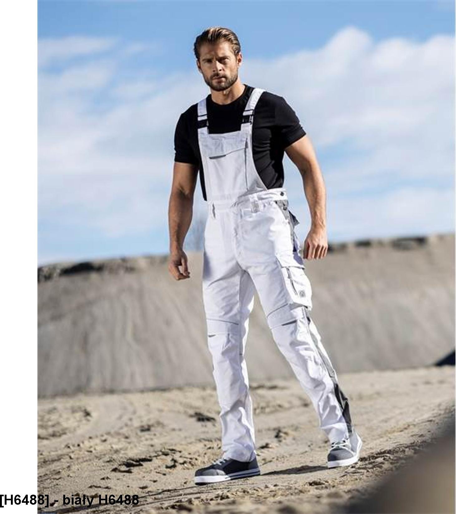 Ardon ARDON URBAN+ - Spodnie ogrodniczki ARDONURBAN+ khaki skrócone - biały H6488 S