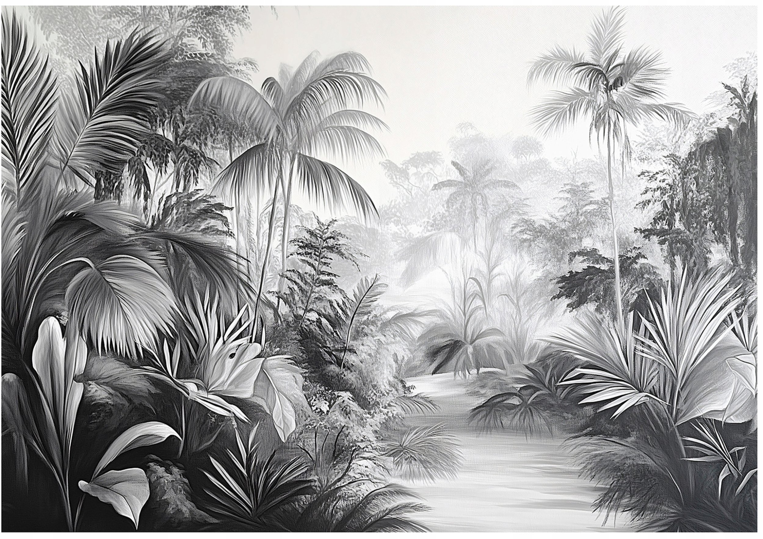 Fototapeta Dżungla Czarno Biała Sypialnia Salon Tapeta Flizelina 300X210