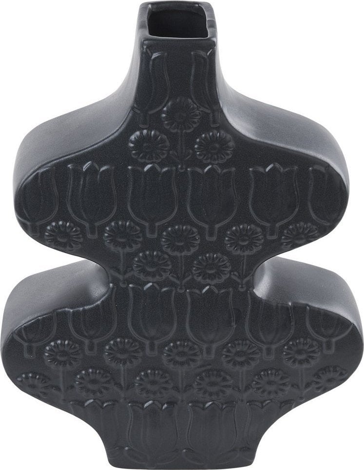 Beliani Wazon na kwiaty ceramiczny czarny ARGOS