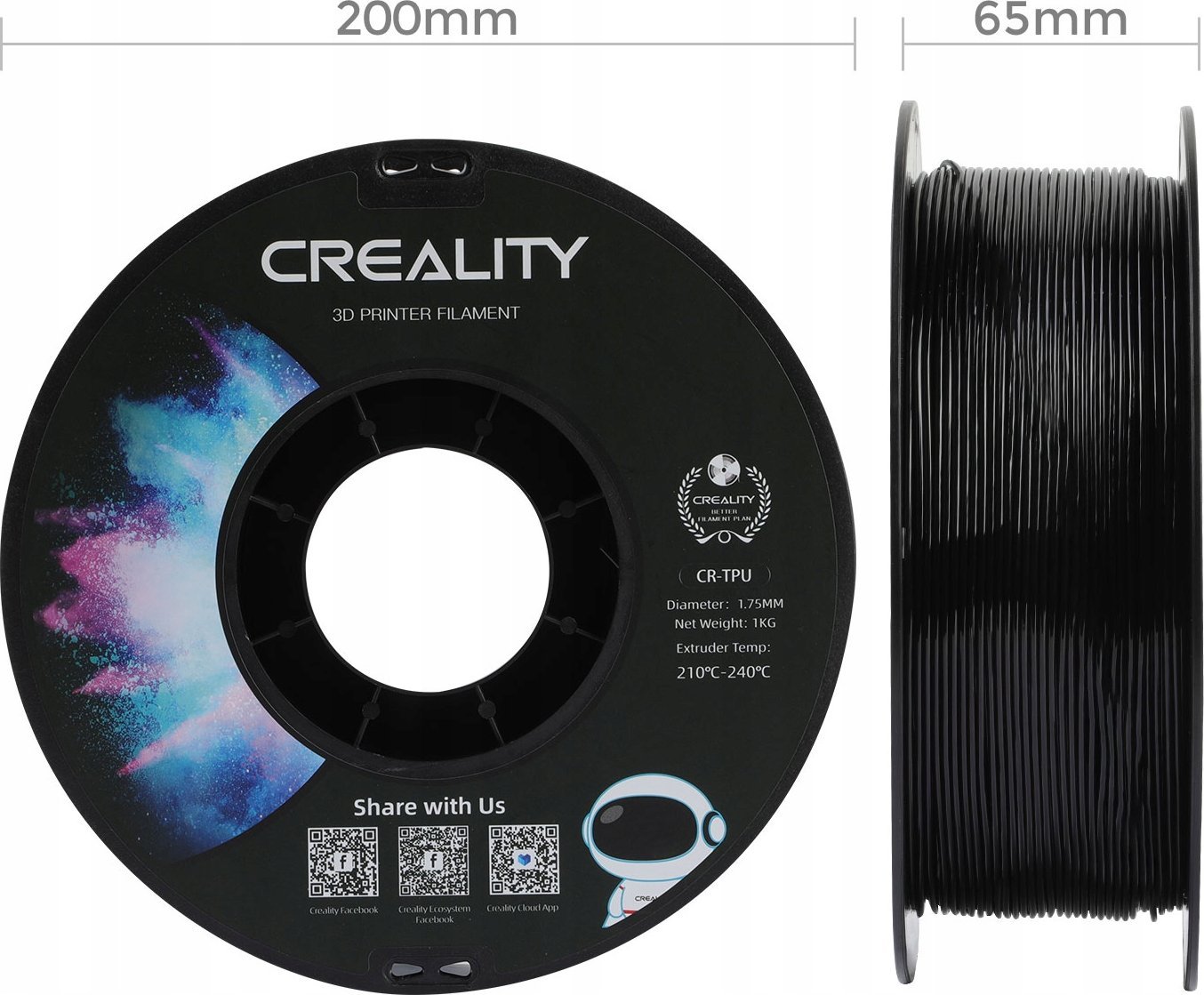 Creality Creality Filament TPU, 1kg, 1,75mm, Black (3301040040)