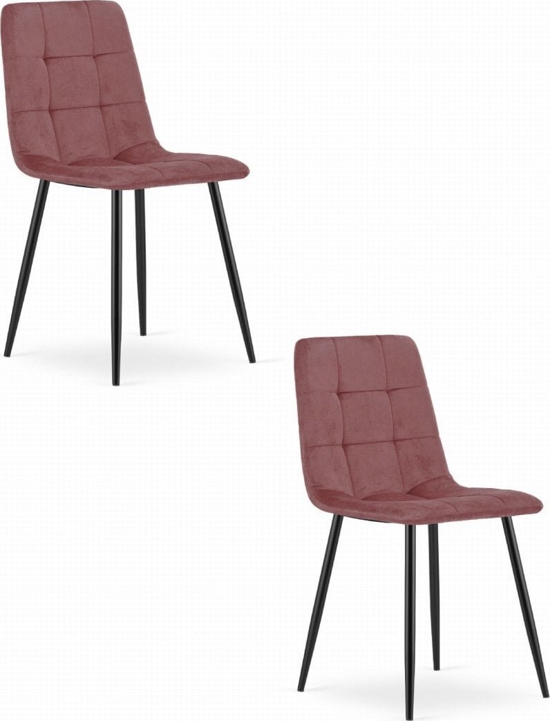 Leobert Krzesło KARA - różowy aksamit / nogi czarne x 2