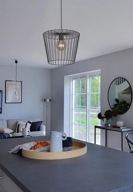 Lampa wisząca Lumes Czarna industrialna lampa wisząca druciana - S565-Folta