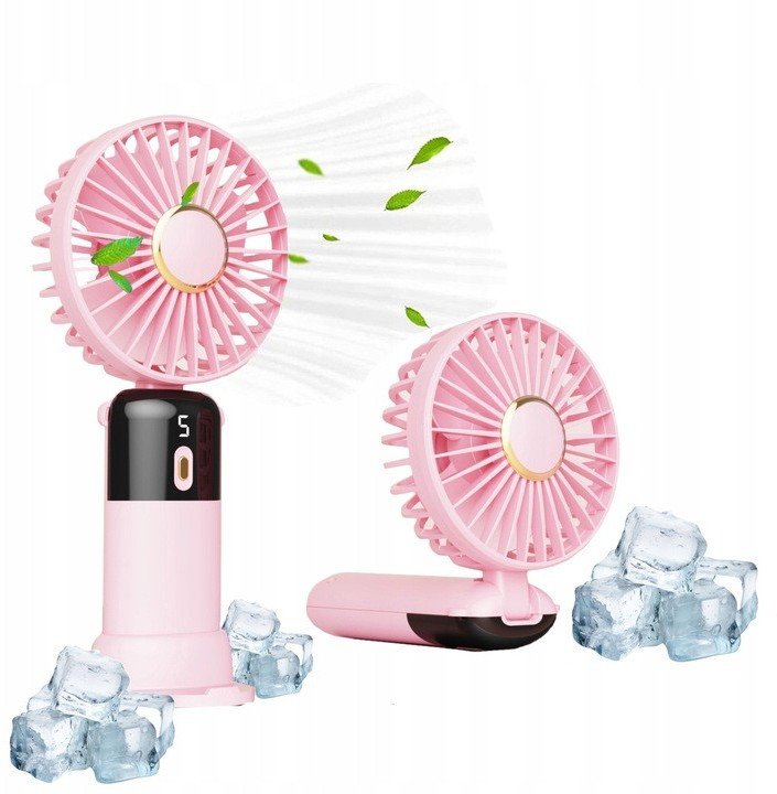 Mały wentylator biurkowy USB 5 trybów Supero Mini Hand Held Fan S02 różowy