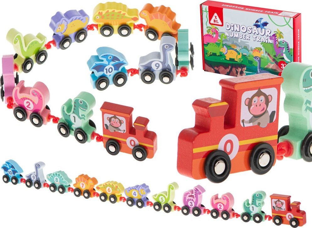 Kontext Kolejka drewniana pociąg dinozaury montessori
