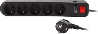 Listwa zasilająca GetFort Listwa zasilająca antyprzepięciowa Getfort 5A 1,5m Czarna