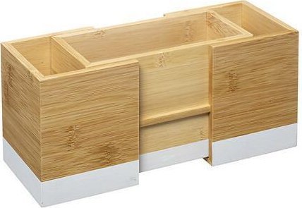 5five Organizer na sztućce, regulowany rozmiar, bambusowy, biały, 18 x 10 x 12 cm
