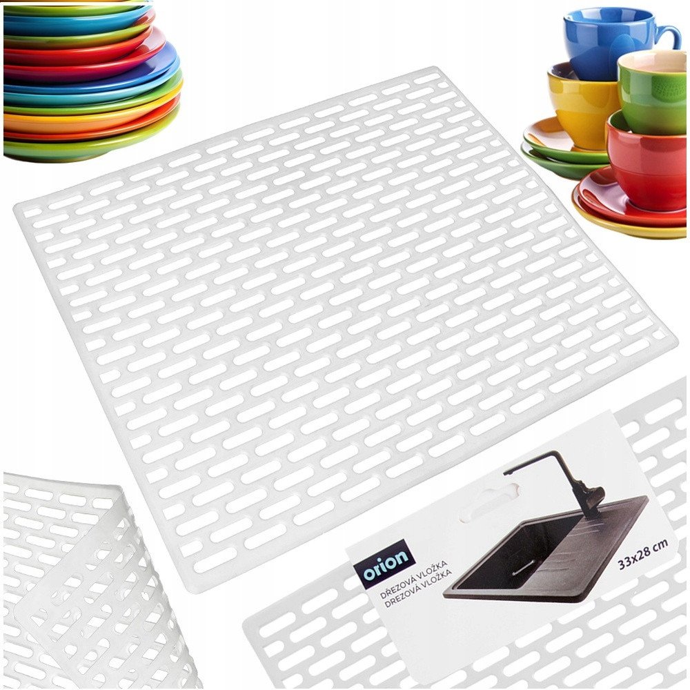 Mata do Zlewu Gumowa Biała 33 x 28 cm Perforowana Antypoślizgowa ORION