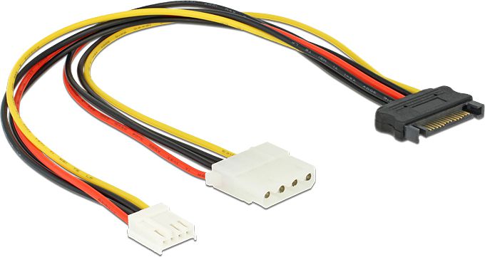 Delock SATA 15-pin - Molex - 4-pin Floppy, 0.3m, Wielokolorowy (65227)