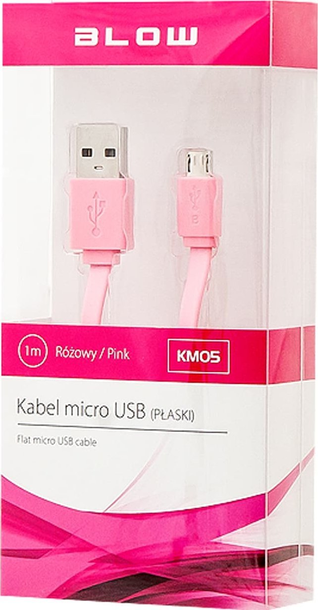 Kabel USB Blow USB-A - micro-B 1 m Różowy