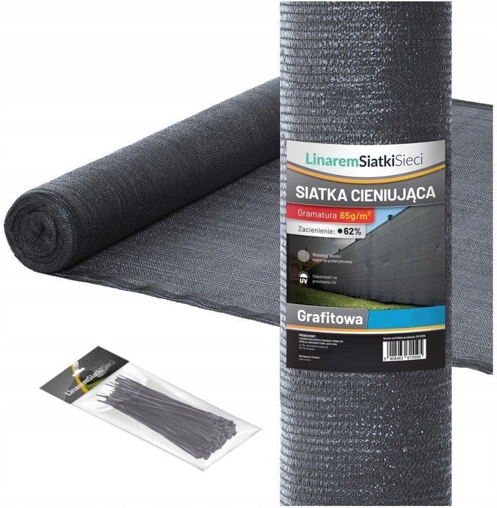 SIATKA CIENIUJĄCA 62% MASKUJĄCA 1,2x25m OSŁONA NA PŁOT OGRODZENIE GRAFITOWA +UV
