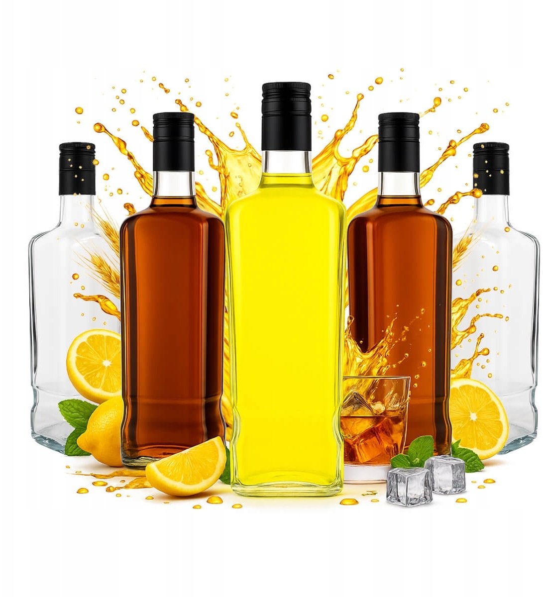 5x Szklana Butelka JACK WALKER 700ml + zakrętka Na Whisky Bimber Sok Wino