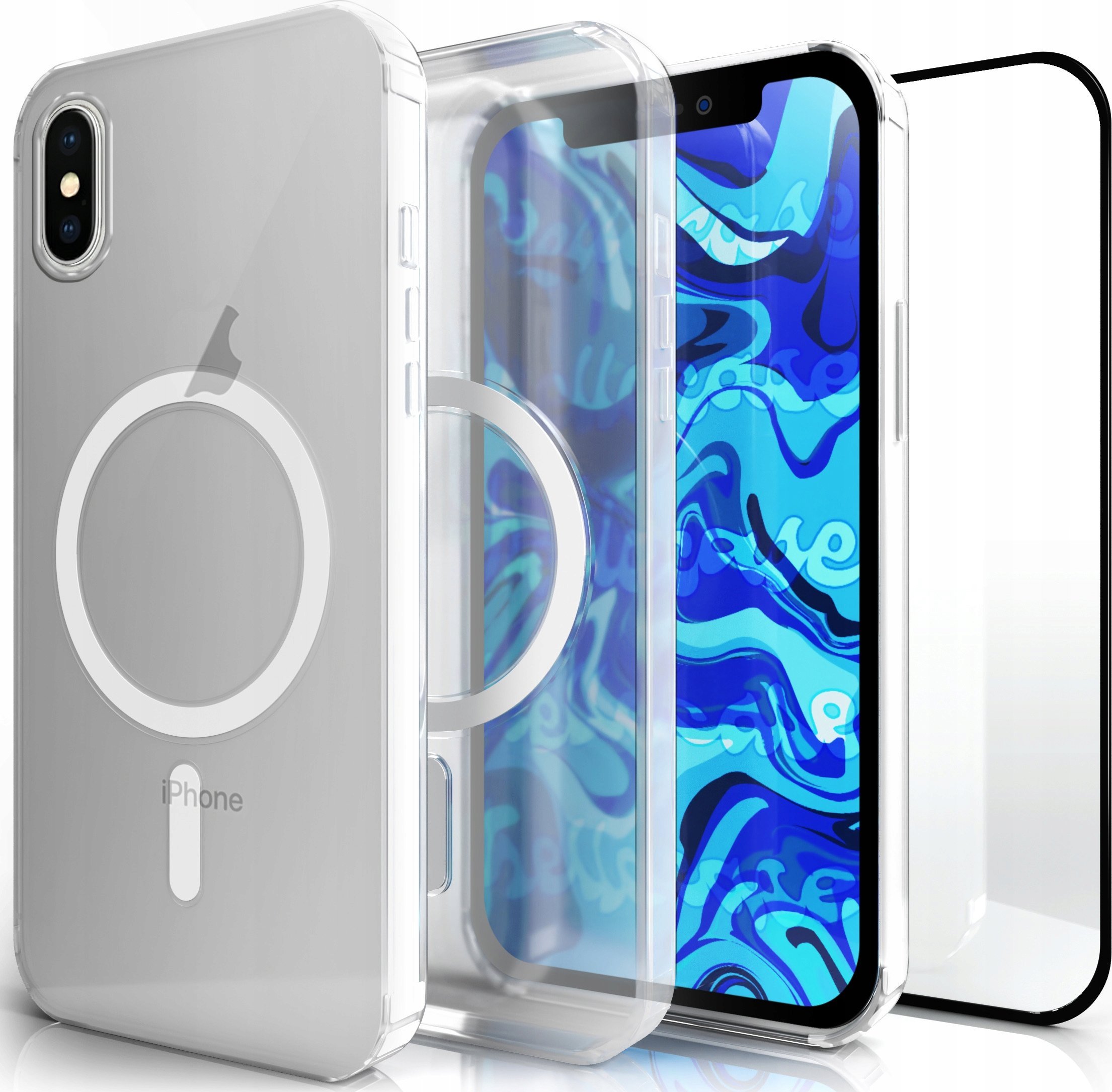 Hello Case Etui magsafe do iPhone X / XS magnetyczne pancerne obudowa SZKŁO 5D 9H