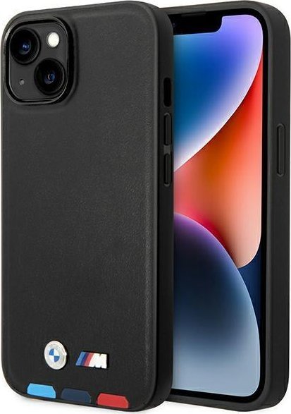BMW Etui BMW do iPhone 14 Plus 6,7" czarny/black Leather Stamp Tricolor