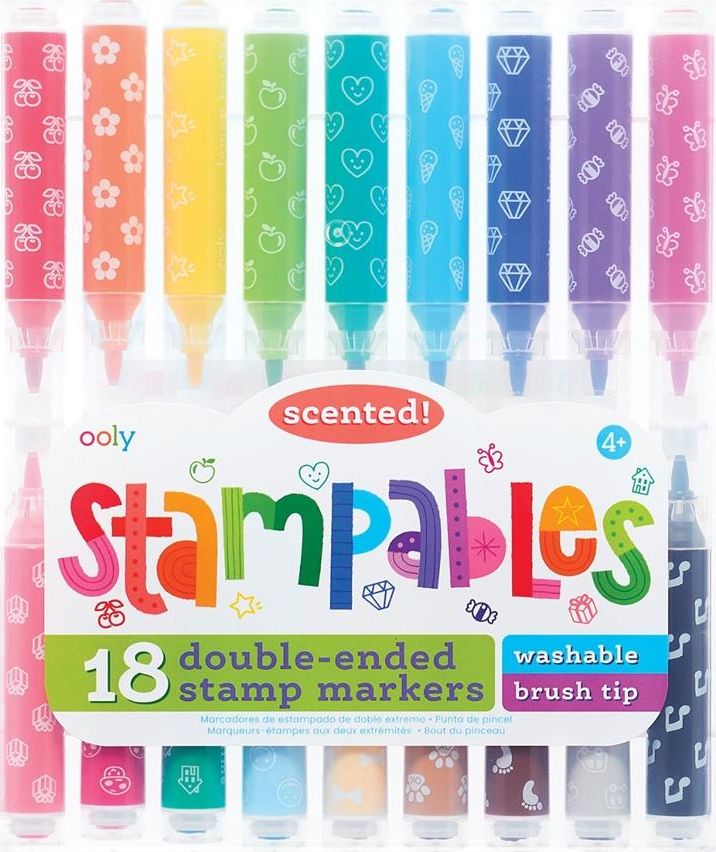 Kolorowe Baloniki Flamastry pachnące ze stempelkami Stampables 18kol