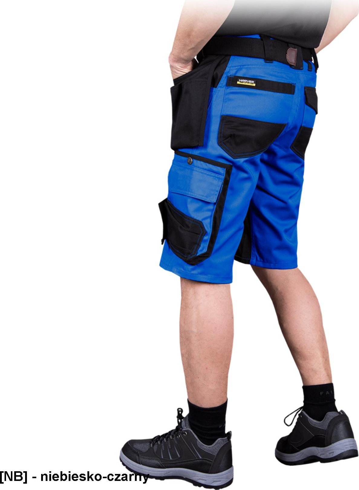 R.E.I.S. HARVER-TS - krótkie spodnie ochronne, 7 kieszeni, 65% poliester, 35% bawełna, gramatura 300 g/m2 - niebiesko-czarny L