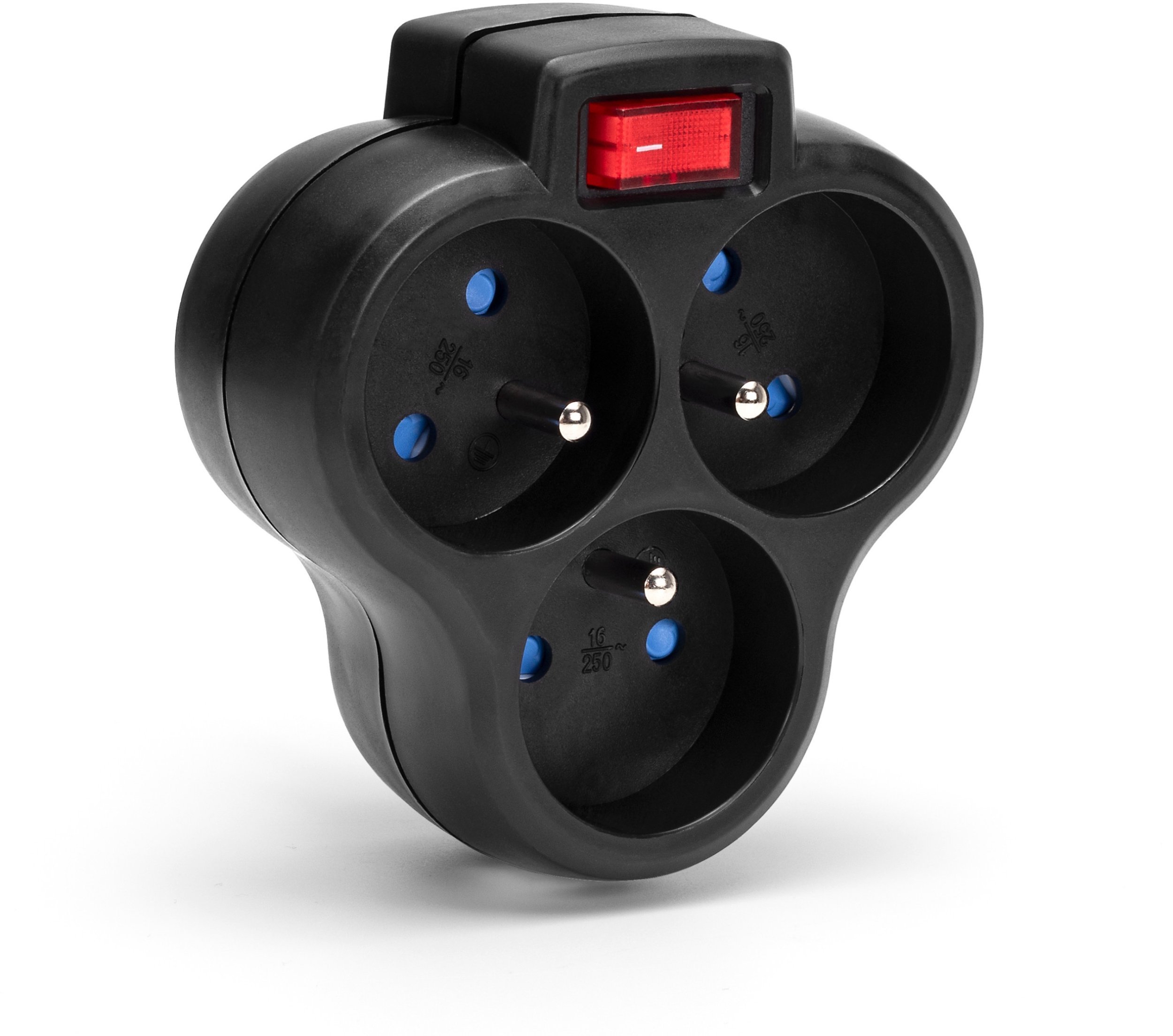 Rozgałęźnik sieciowy MONTIS MT150-BK potrójny z wyłącznikiem czarny