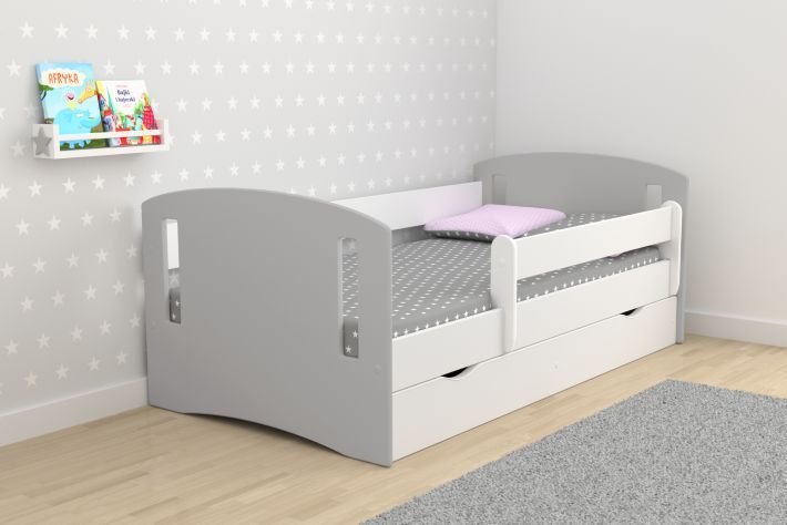 Kocot Kids Łóżko CLASSIC 2 MIX szare z szufladą polskie Kocot Kids