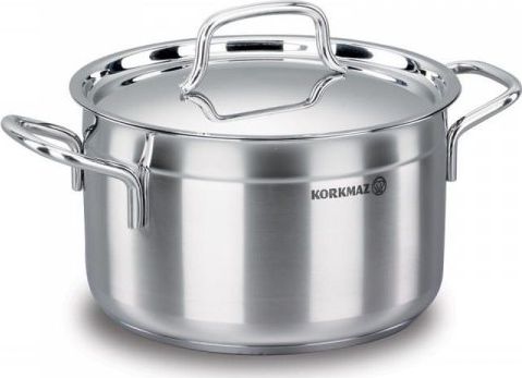 KORKMAZ GARNEK STALOWY 18/10 ZE STALOWĄ POKRYWKĄ 26x13cm 6.8L KORKMAZ ALFA A1025