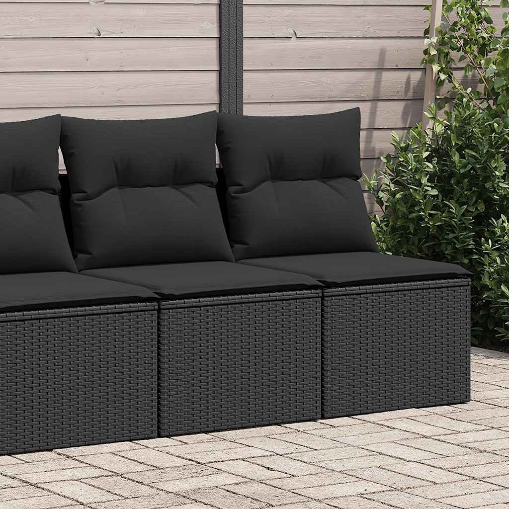 vidaXL 4-cz. sofa ogrodowa z poduszkami, czarny rattan PE i akacja