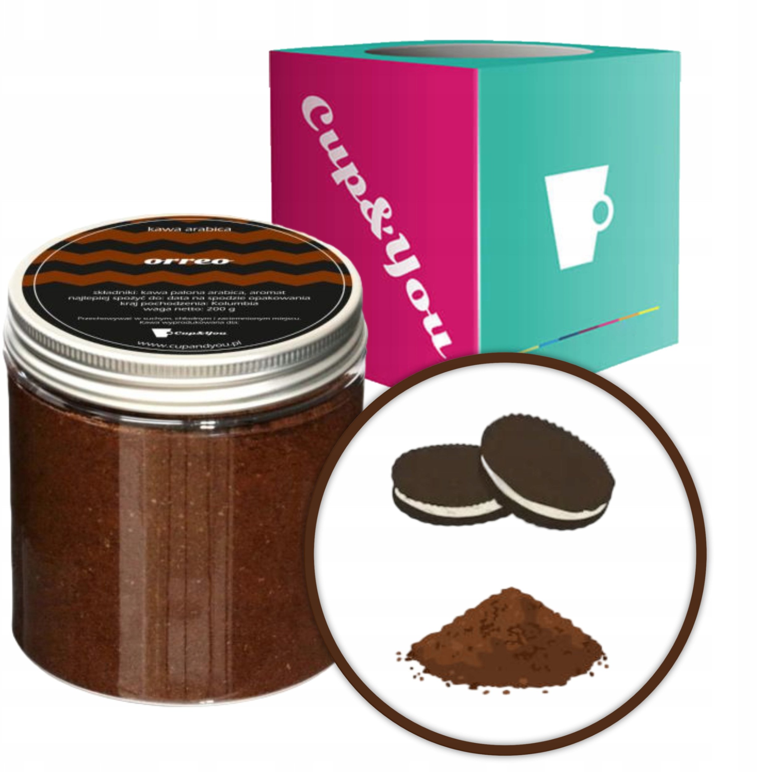 Najlepsza kawa aromatyzowana o smaku Orreo mielona ARABICA PREMIUM 200g na prezent upominek dla kobiety mężczyzny faceta mamy taty żony męża