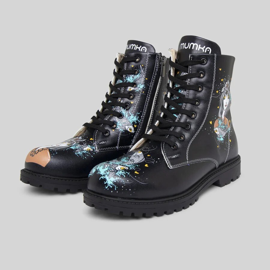 Mumka Shoes Botki traperki wegańskie kobieta i morze czarne Mumka-37