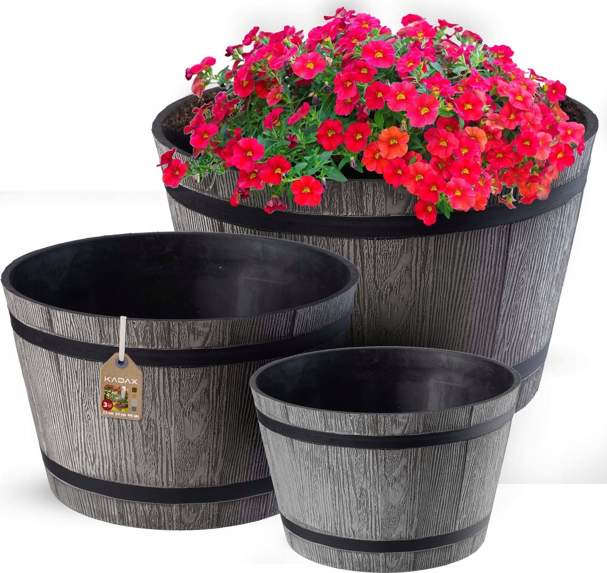 Kadax KADAX Doniczka Donica Ogrodowa 23+30+40cm Szara