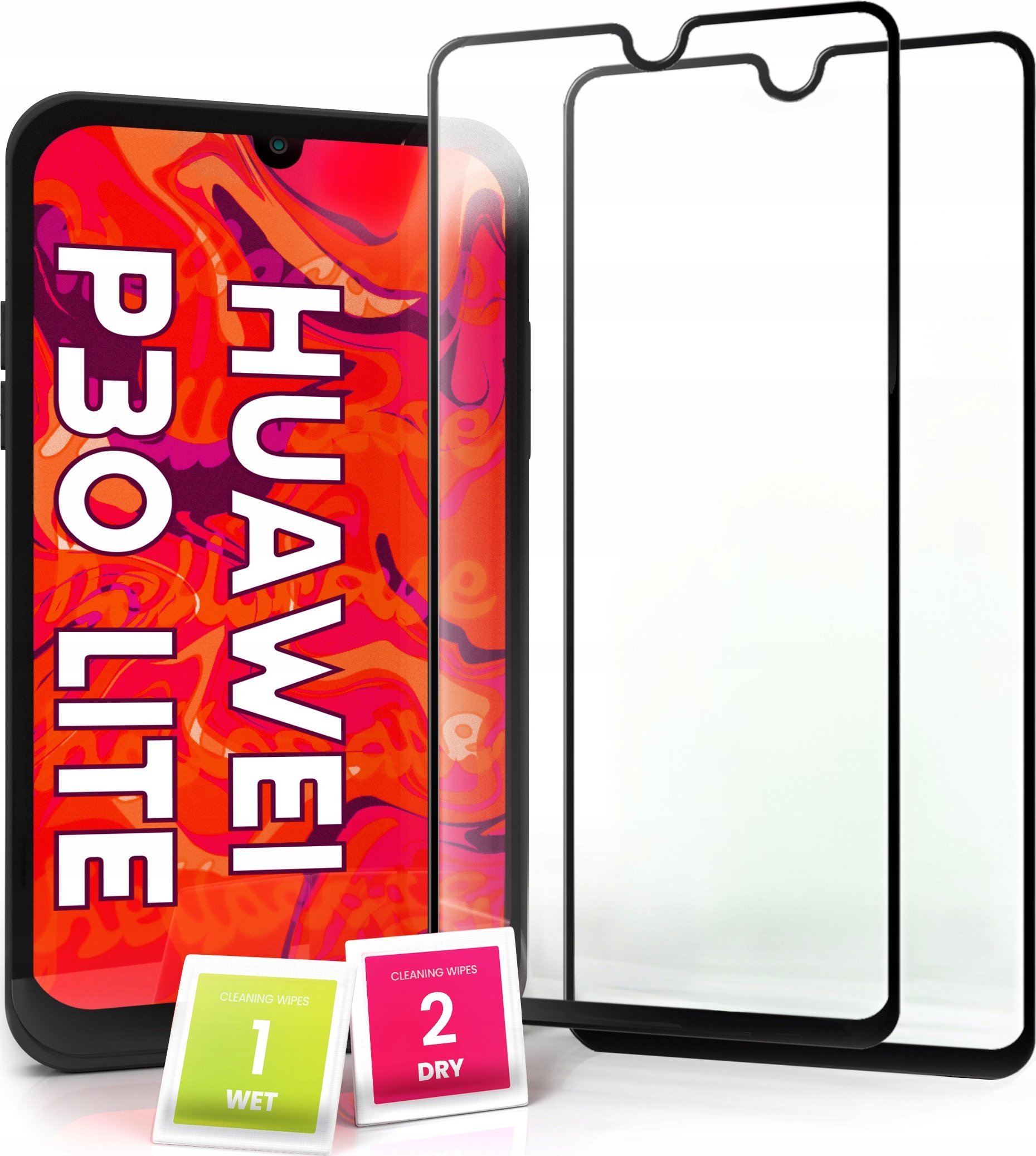 Hello Case 2-pak Szkło Hartowane do Huawei P30 LITE Ochronne Pełne Na cały ekran 5D 9H