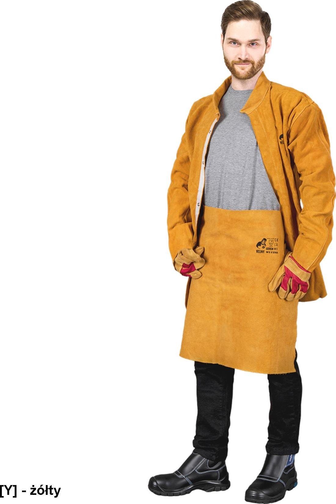 Weldoy WY-FZSB - zapaska spawalnicza ze skóry bydlęcej dwoinowej - 55x65cm.