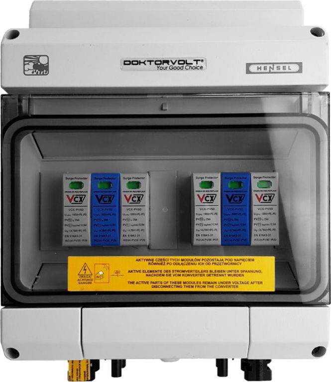 Doktorvolt Rozdzielnica fotowoltaiczna solarna PV DC 1000V T1 T2 40kA 2-stringowa MC4 IP65 Doktorvolt 4593