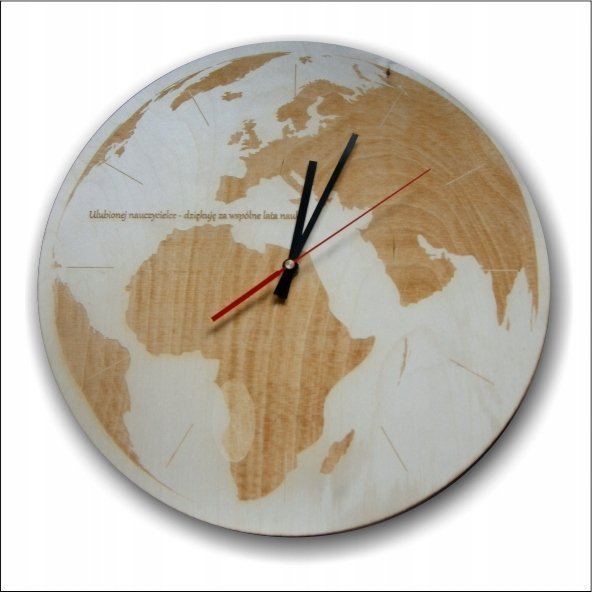 naSciane Zegar ścienny MAPA ZIEMIA eko prezent grawer 39cm
