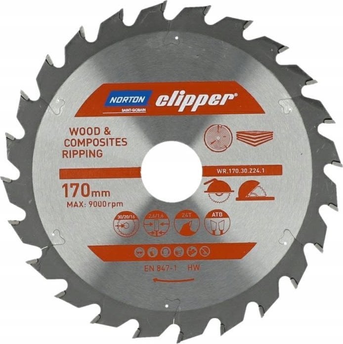 Norton NORTON PIŁA TARCZOWA 170mm x 30mm x 48z DREWNO I KOMPOZYTY ATB (2,6 / 1,6)