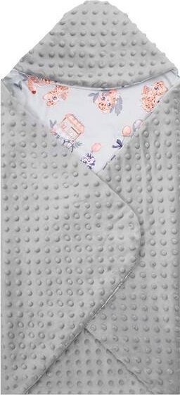 Springos Otulacz dla niemowląt do fotelika, nosidełka, 77x77cm dwustronny rożek z kapturem, zwierzątka UNIWERSALNY