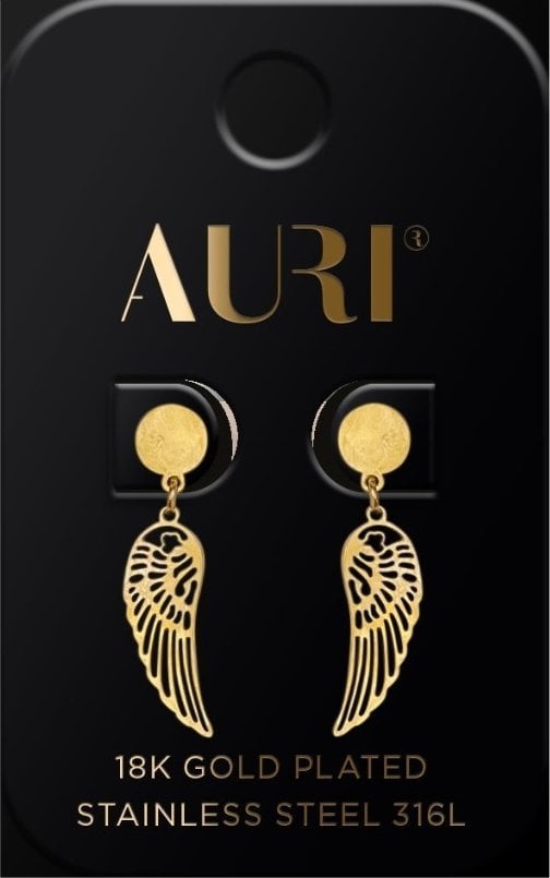 AURI_Kolczyki pozłacane Wiszące Skrzydła