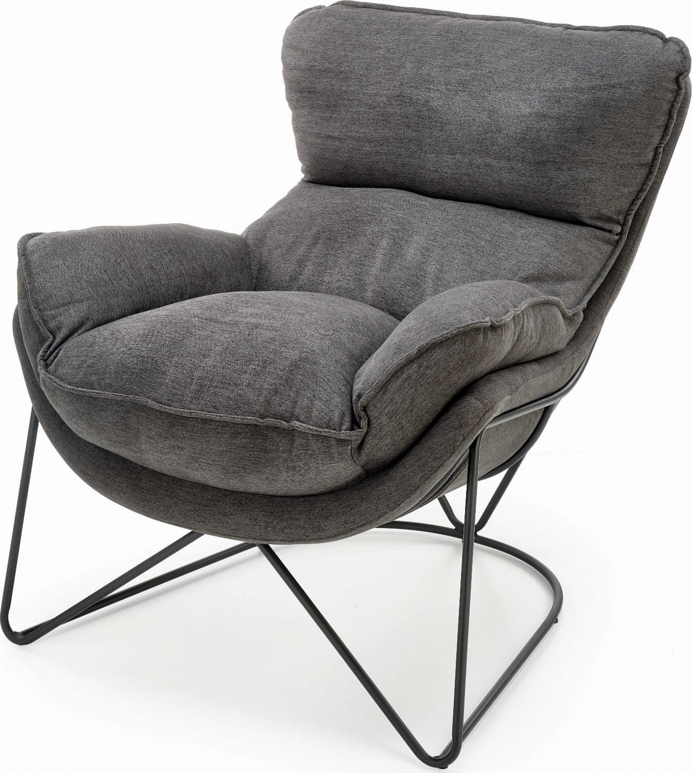 Halmar WNĘTRZARSKIE VOLKER fotel wypoczynkowy c.popiel / czarny