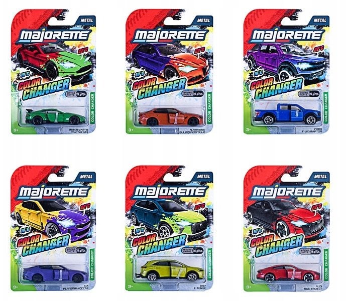 MAJORETTE POJAZDY MET ZMIENIAJ KOLOR 8CM MIX6 36