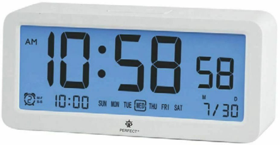 Budzik Perfect L13401 biały trzy alarmy .